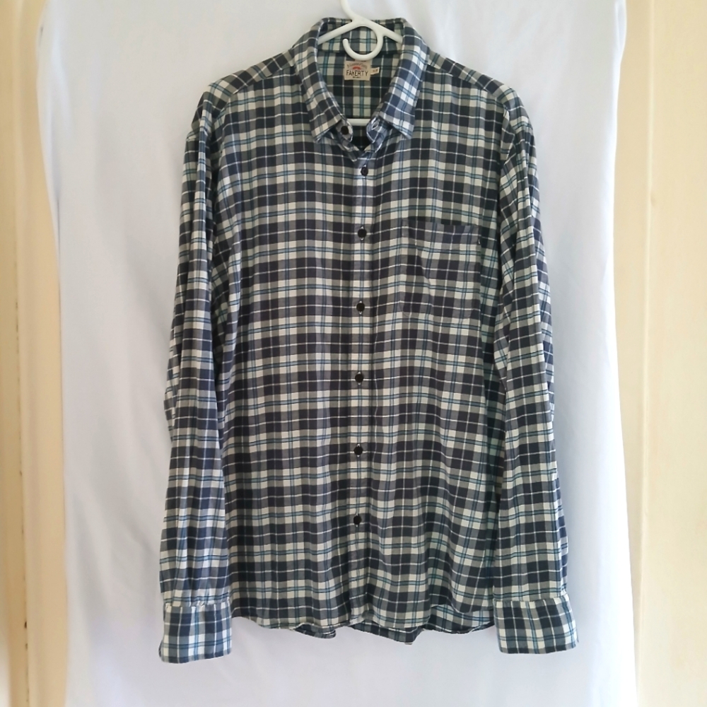 Faherty All Season Plaid Flannel Shirt Boho Style